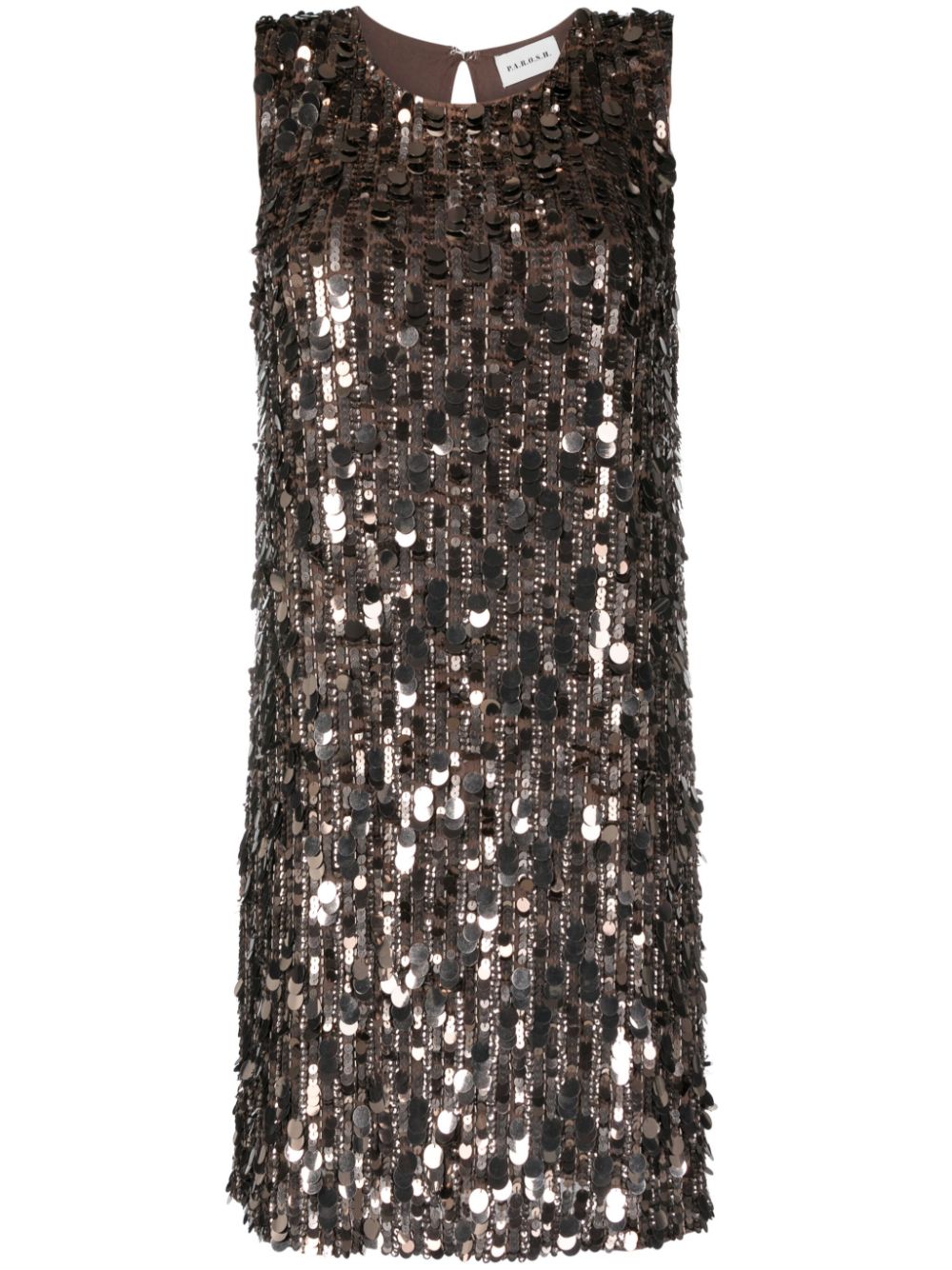 Sequined sleeveless dress - Brown