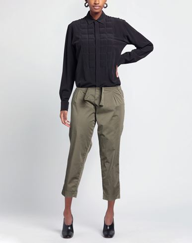 Woman Pants Military green Size 6 Cotton, Elastane