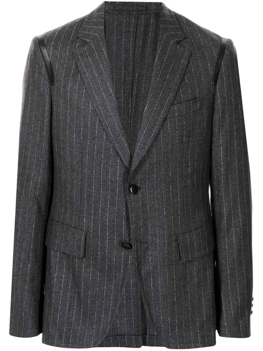 Pinstriped Wool Blazer — Gray