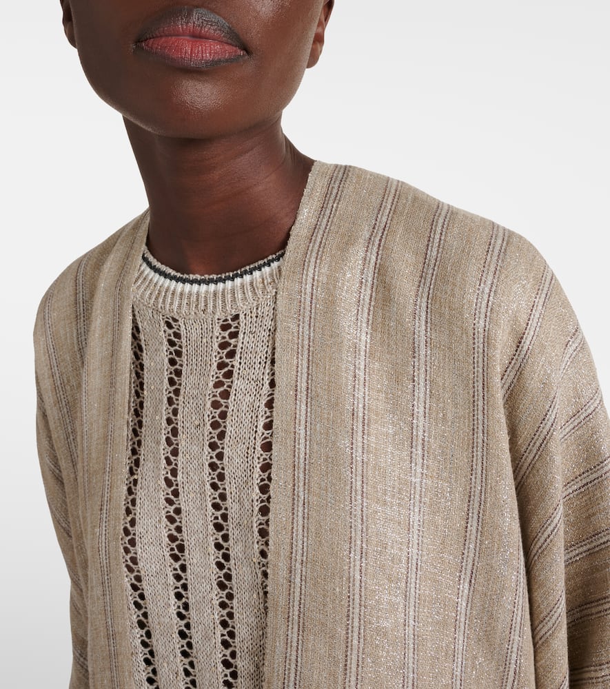 Linen-blend poncho