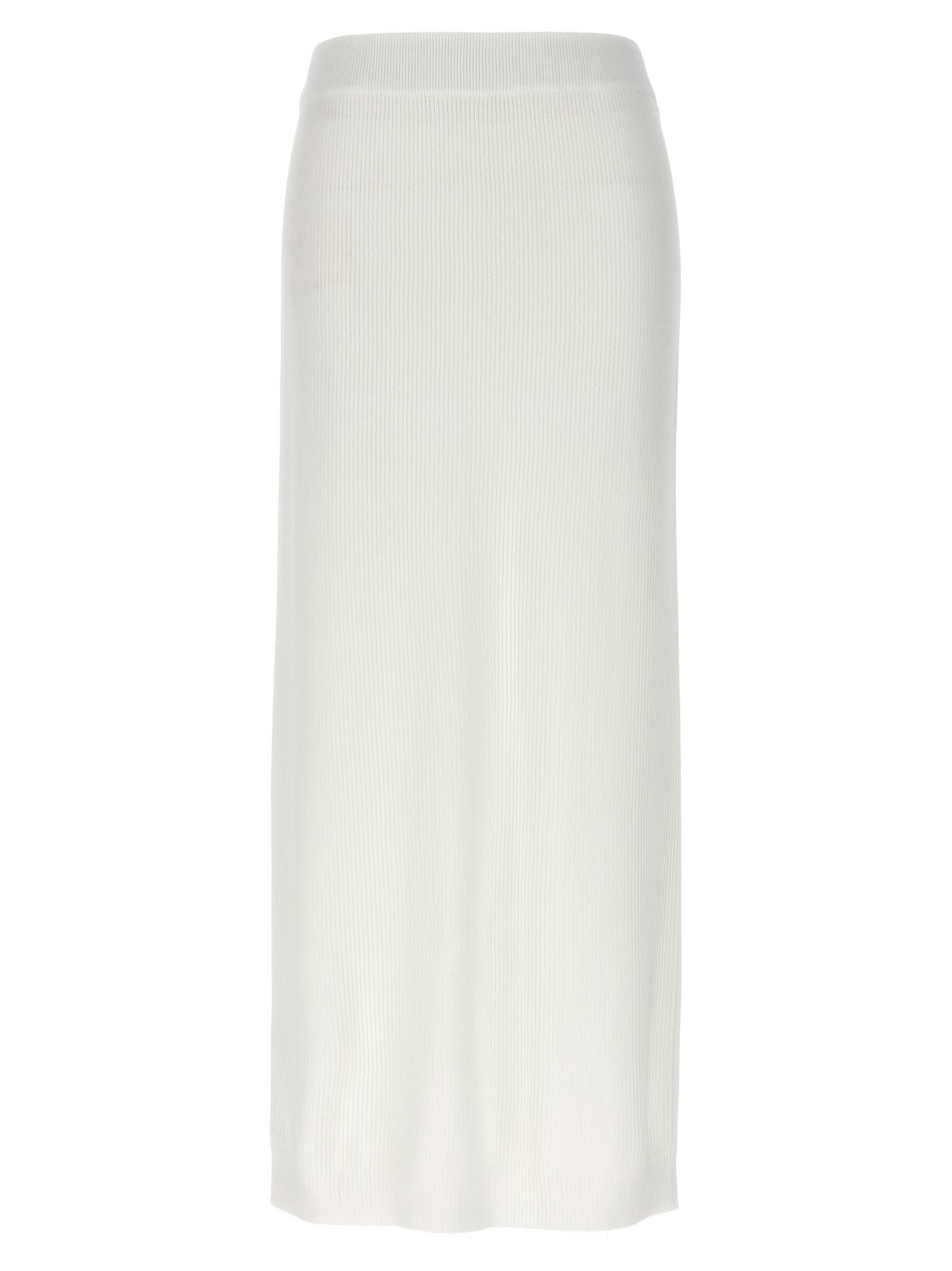 High-waisted ribbed skirt - White