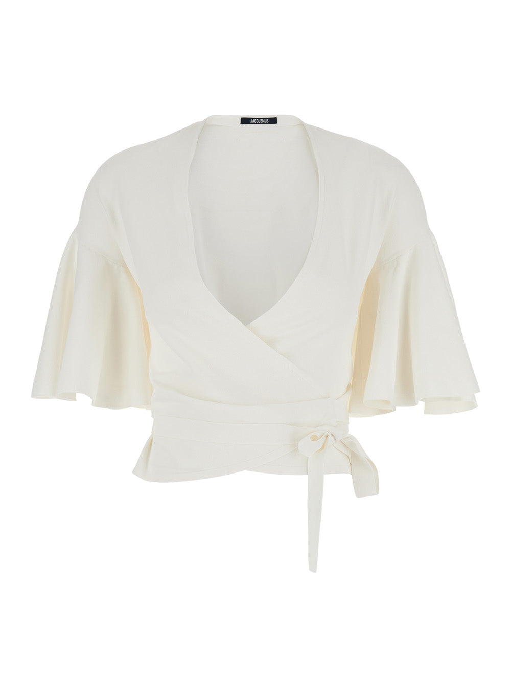 Crossed Neckline Blouse — White