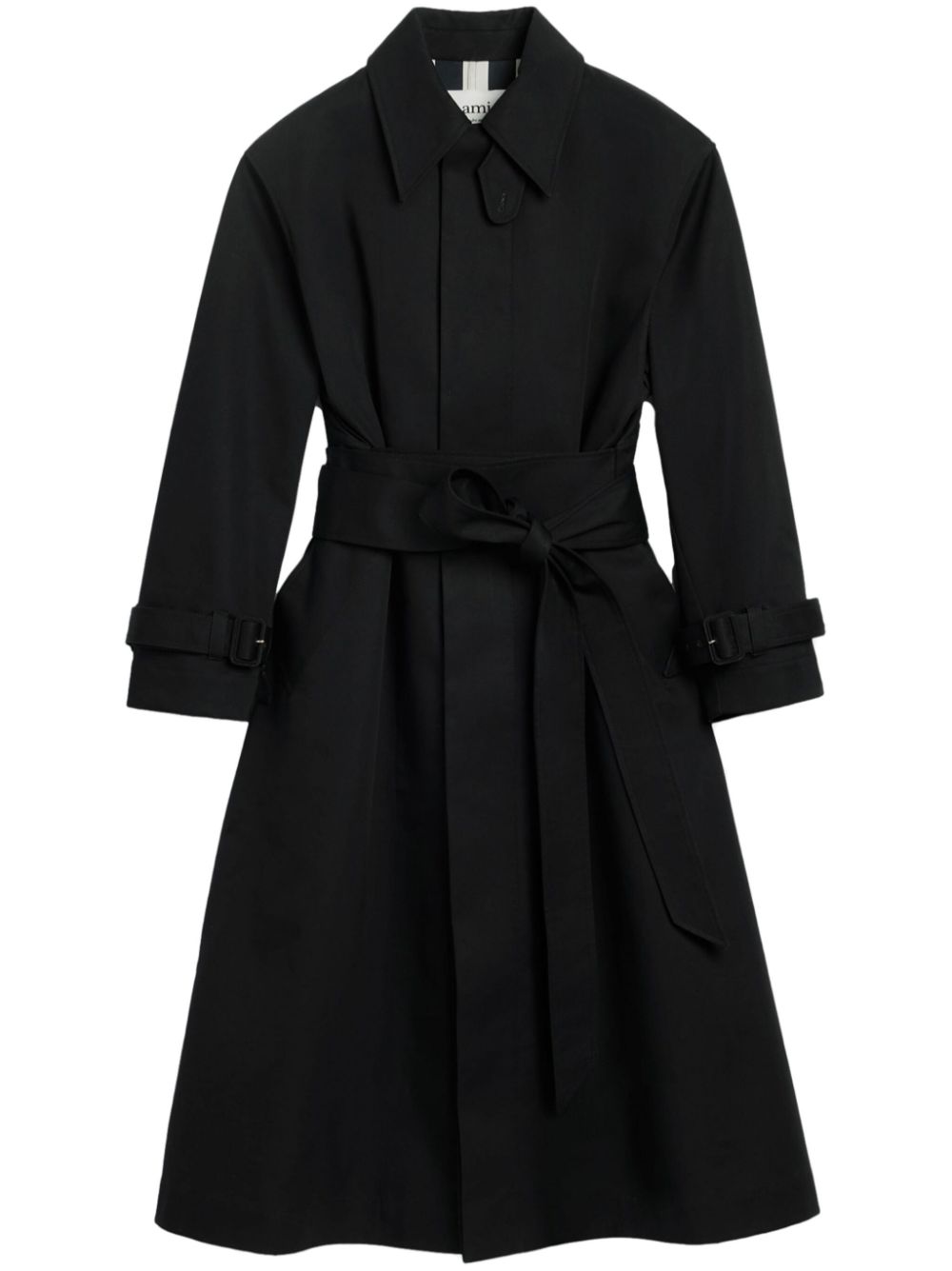 Belted cotton trench coat - Black