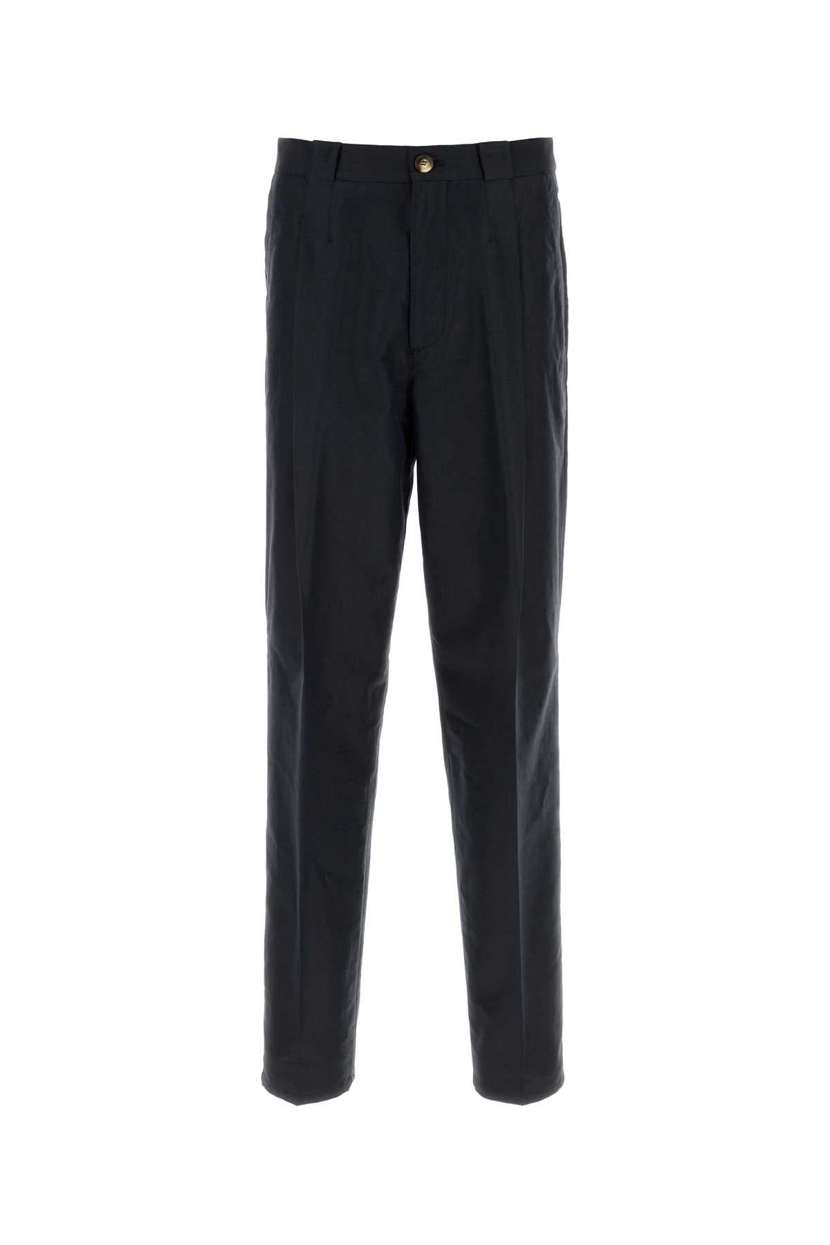 Cotton Linen Trousers — Black