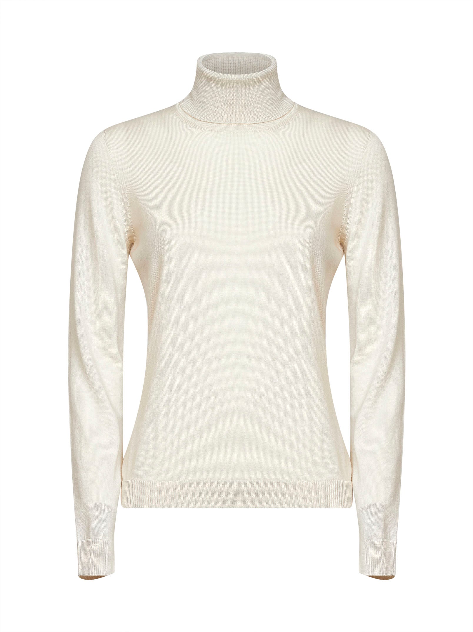 Virgin Wool Turtleneck Sweater — Beige