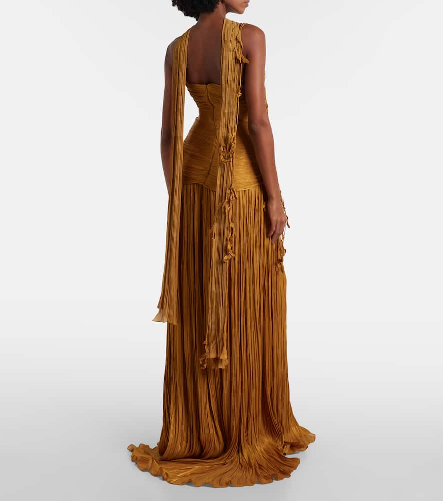 Peplum ruched gown