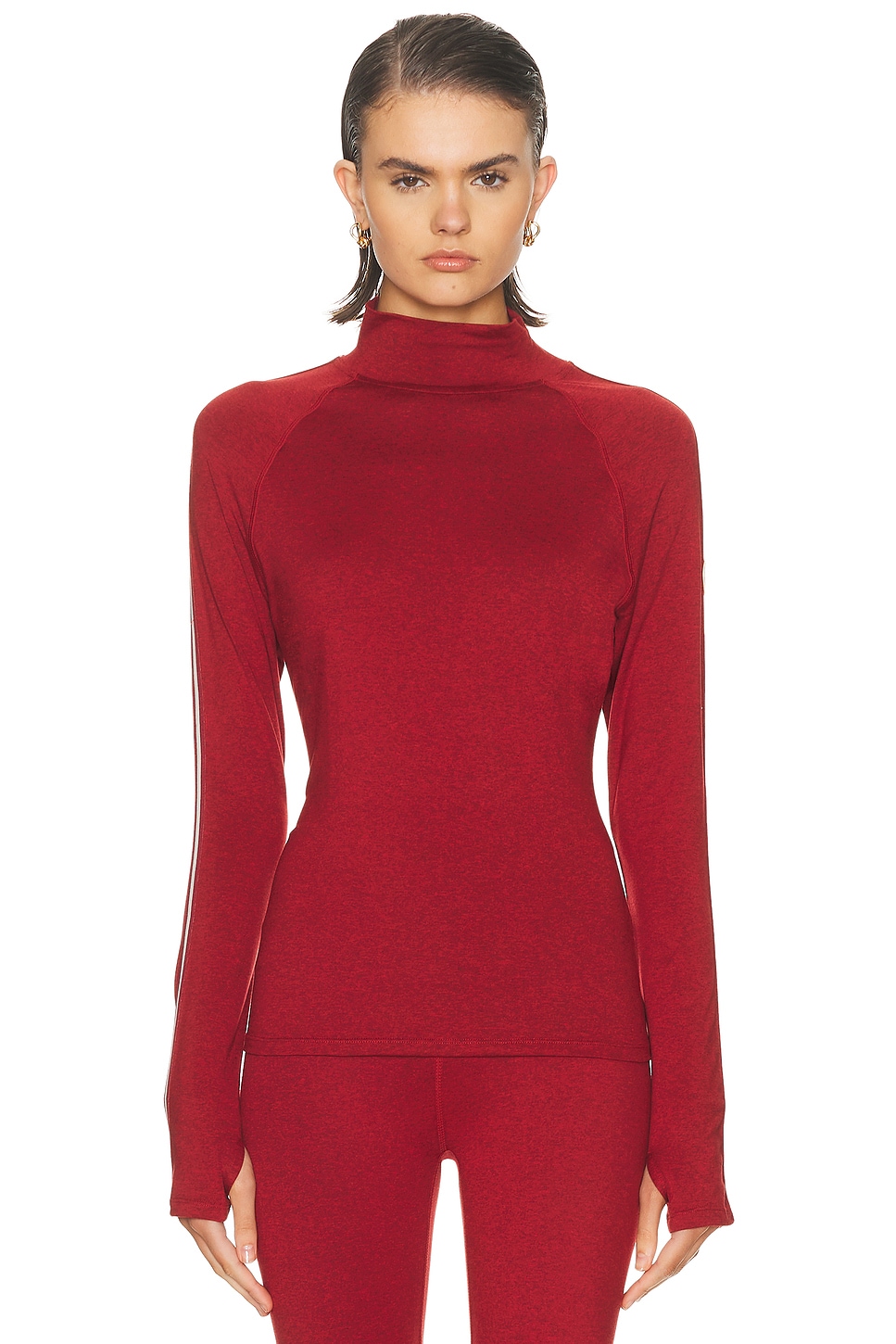 Varley Always Warm Mock Neck Baselayer Top in Burgundy. L. Also in M, S