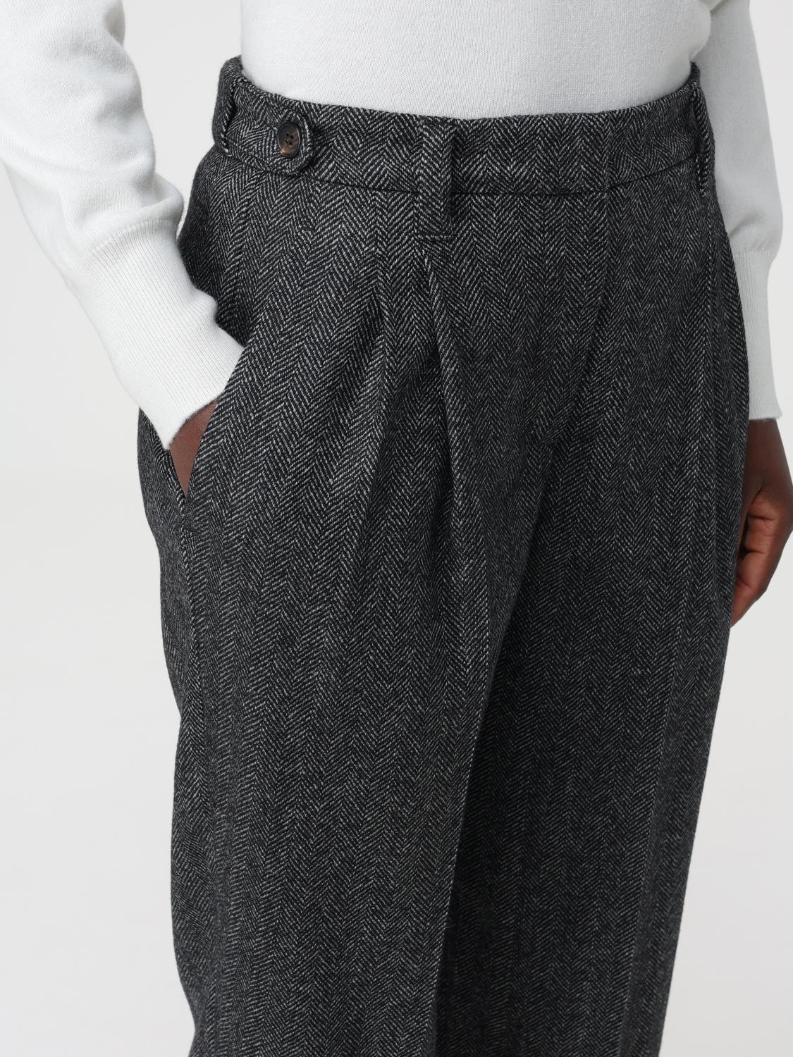 Herringbone-pattern tailored trousers - Grey
