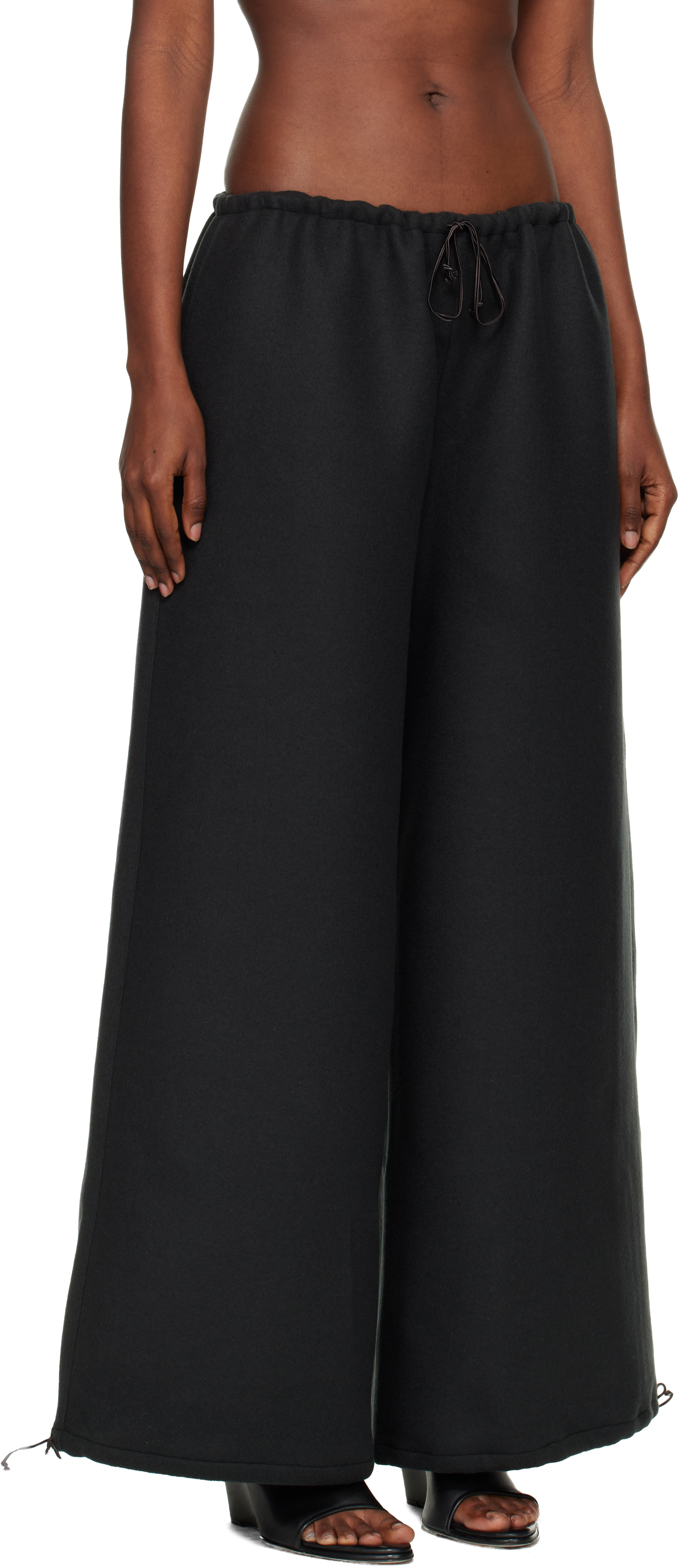 Gray Double Face Wool Drap Trousers