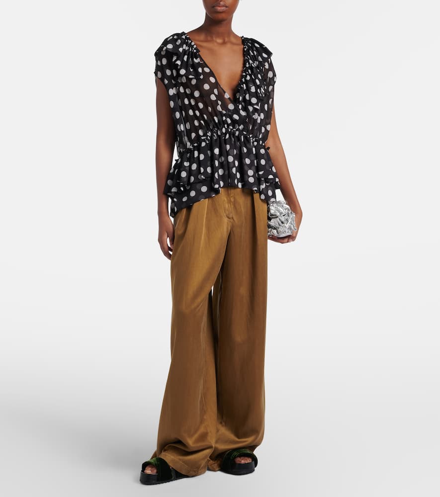 Polka-dot ruffled top