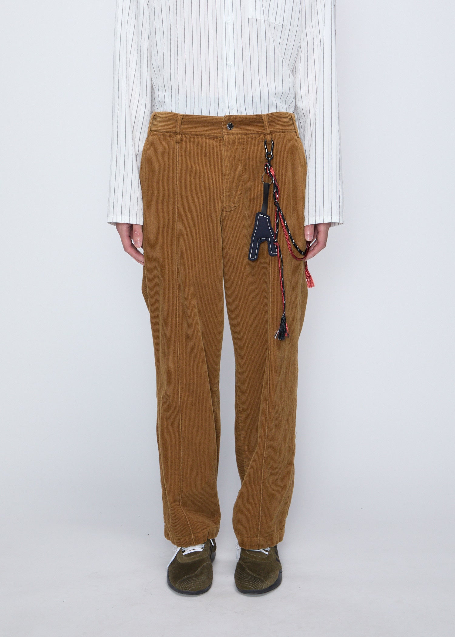 Pin Stitch Corduroy Trousers — Brown