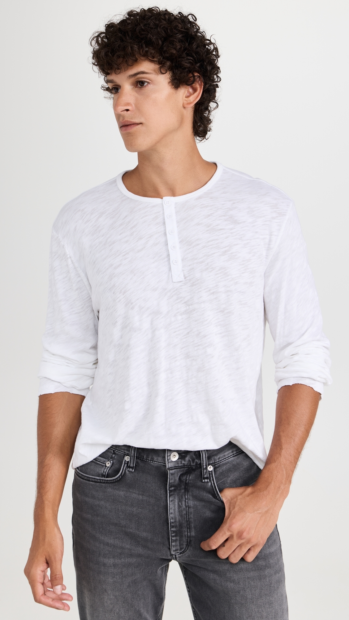 Destroyed Wash Henley White