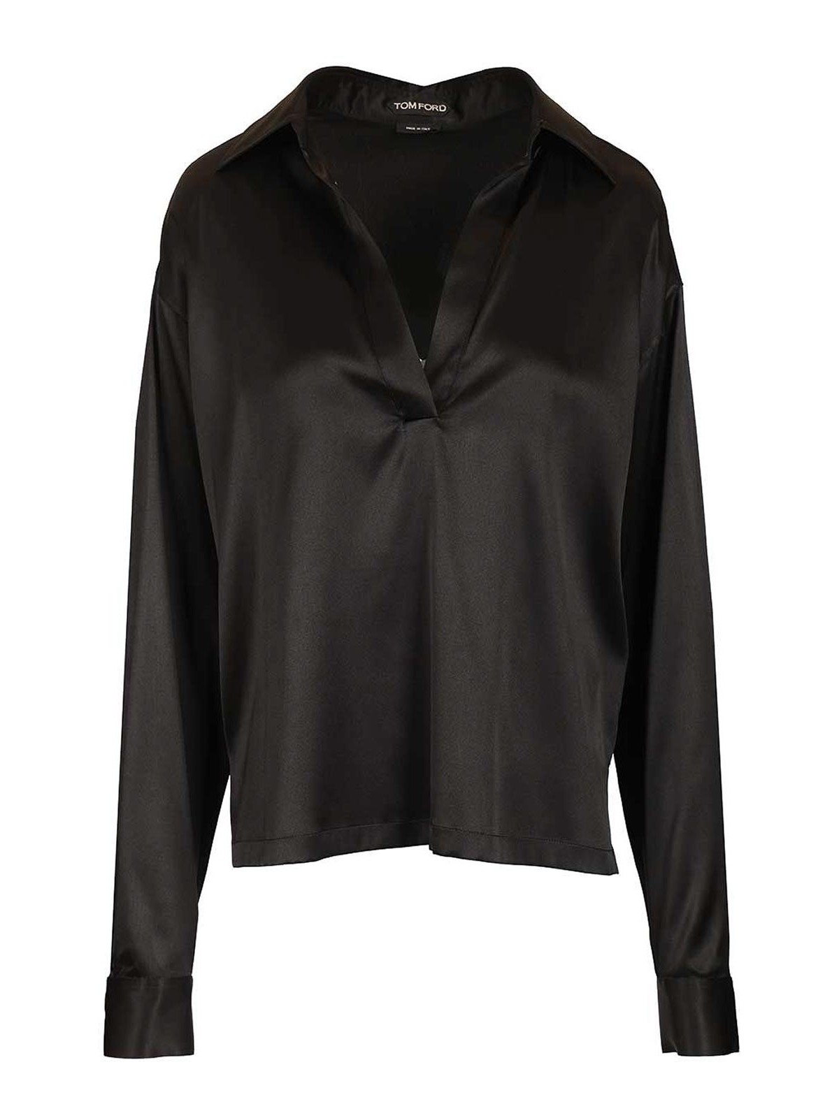 Tom Ford - silk satin long sleeve polo shirt