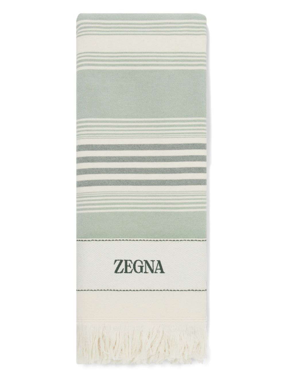 Logo-embroidered cotton beach towel - Green