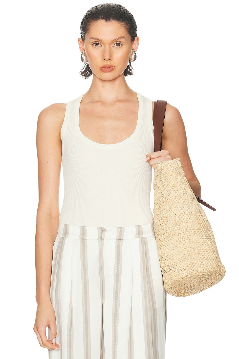Matteau Ribbed Tank Top in Ecru - White.  4 also in 1