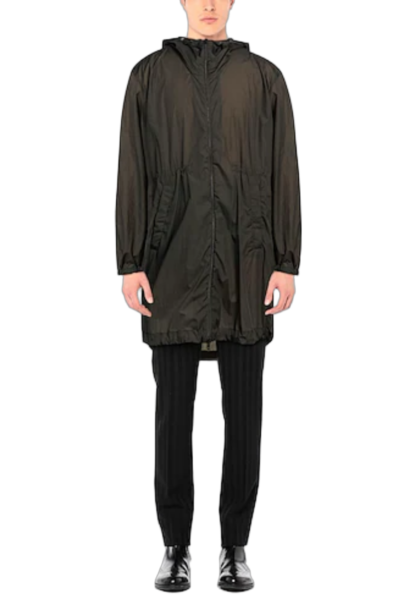 Hooded Nylon Raincoat — Green