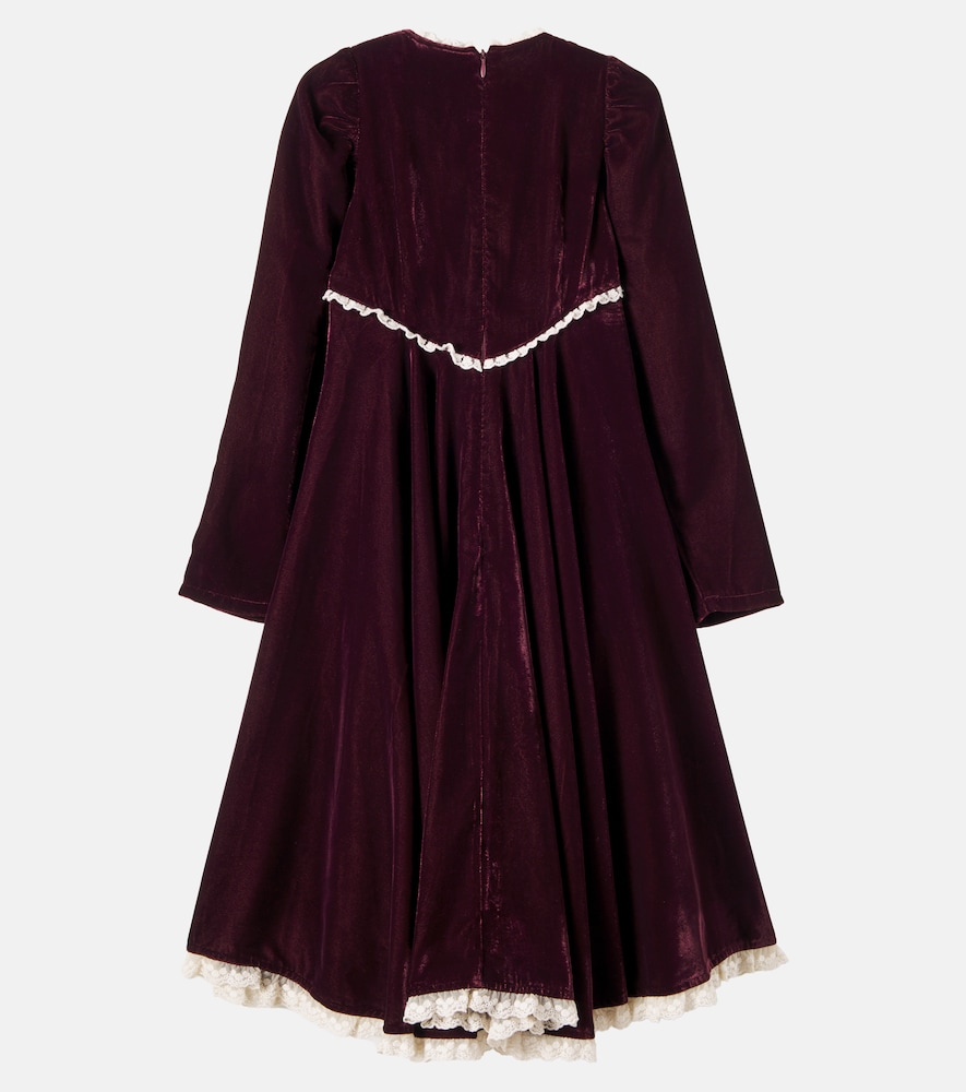 Lace-trimmed velvet dress