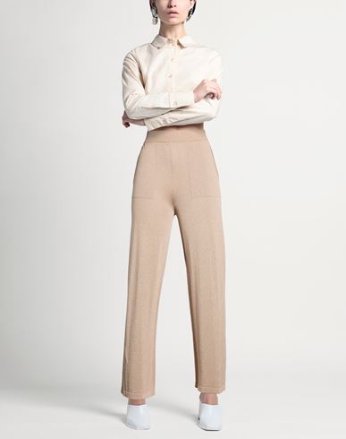Woman Pants Beige Size 6 Cotton, Viscose, Metallic fiber