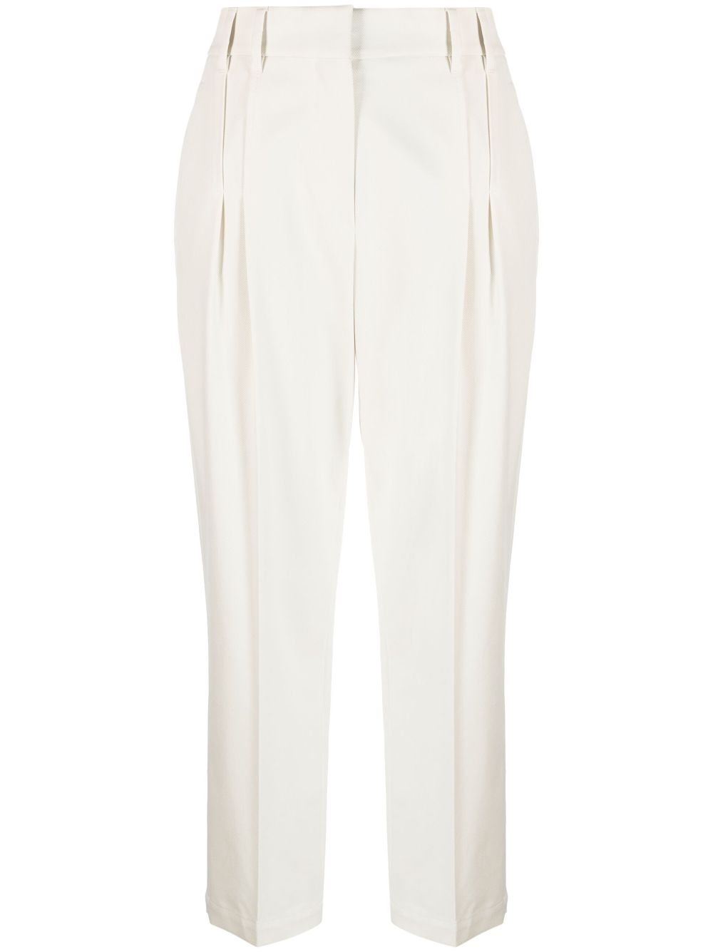 Cropped cotton trousers - Neutrals