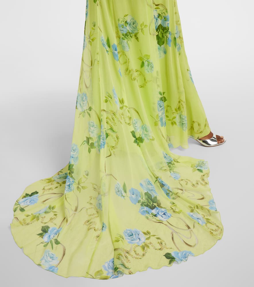 Floral silk crêpe maxi dress