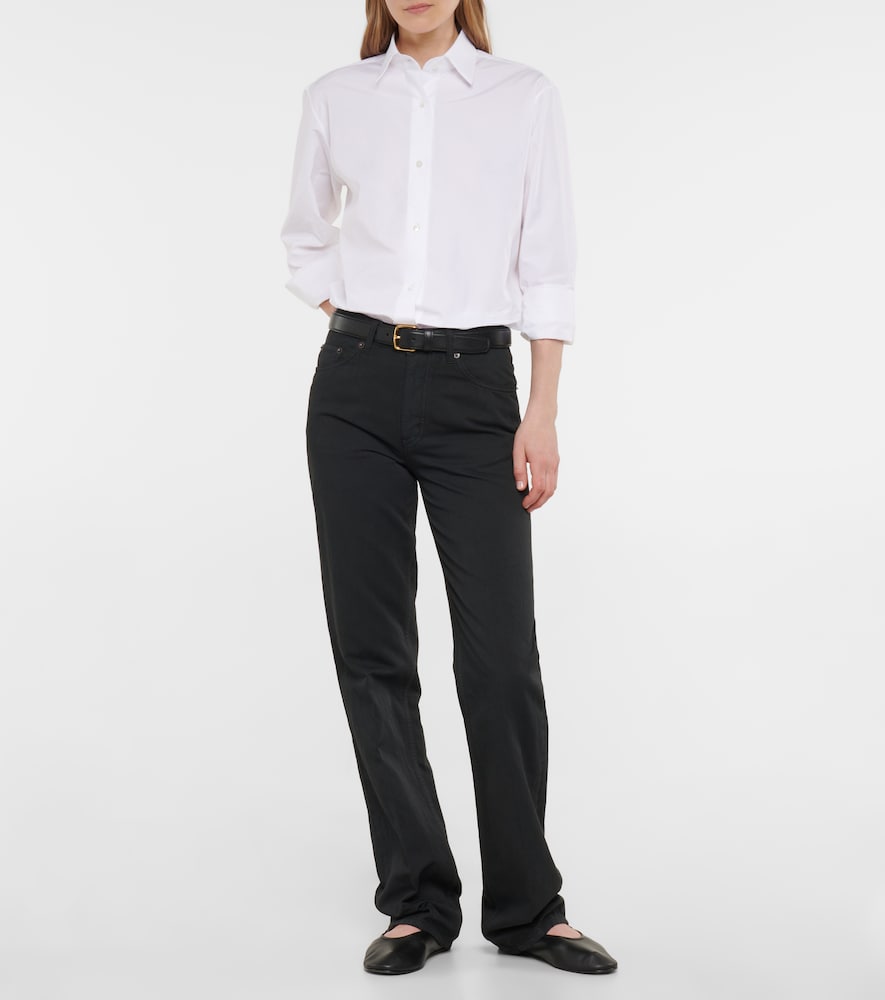 The Row Carlon mid-rise cotton and linen pants
