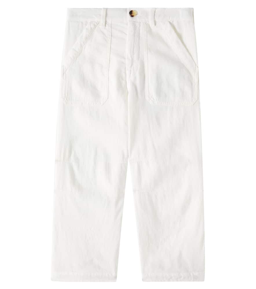 Dyed linen-blend pants