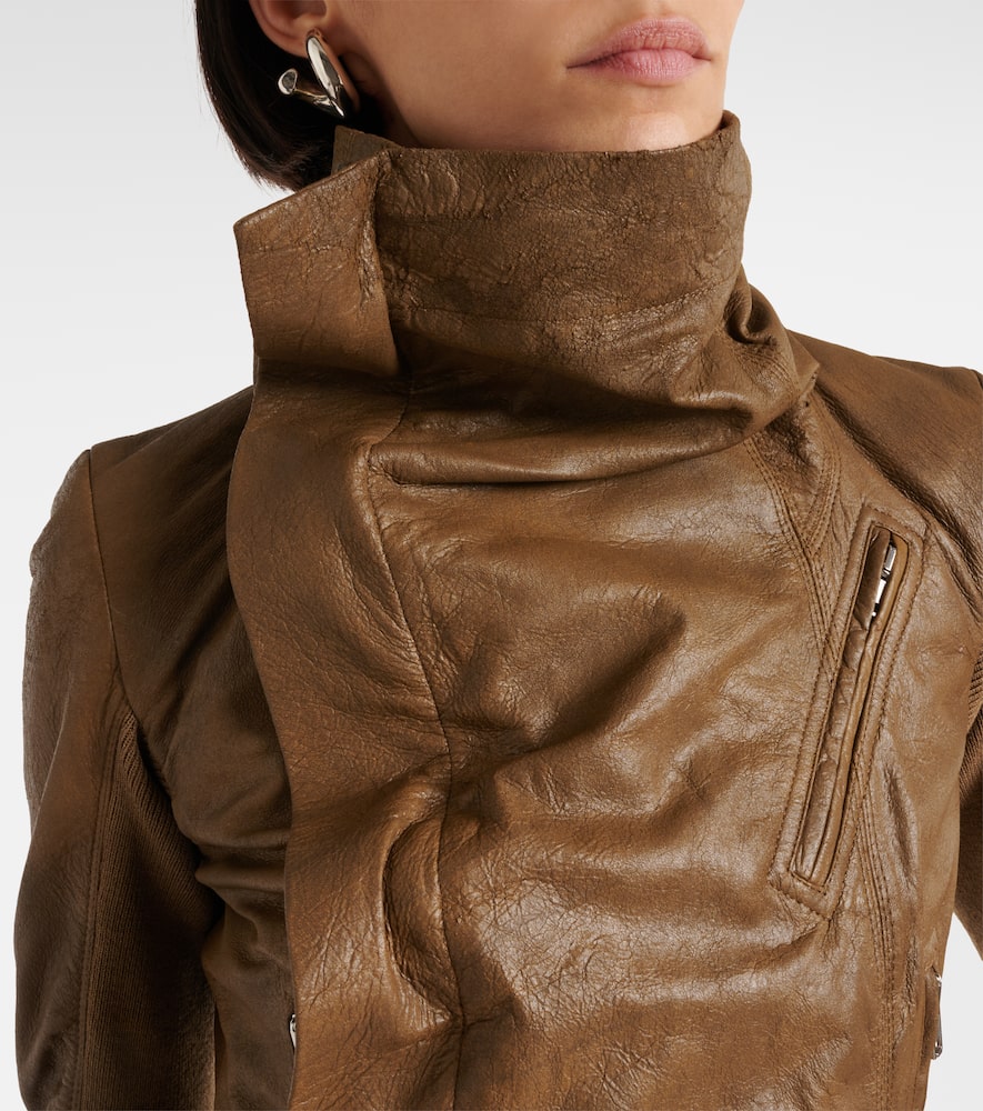 Asymmetric leather biker jacket