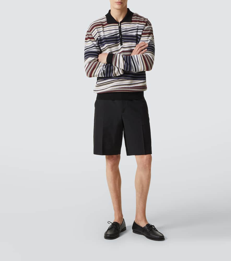Zigzag cotton polo sweater