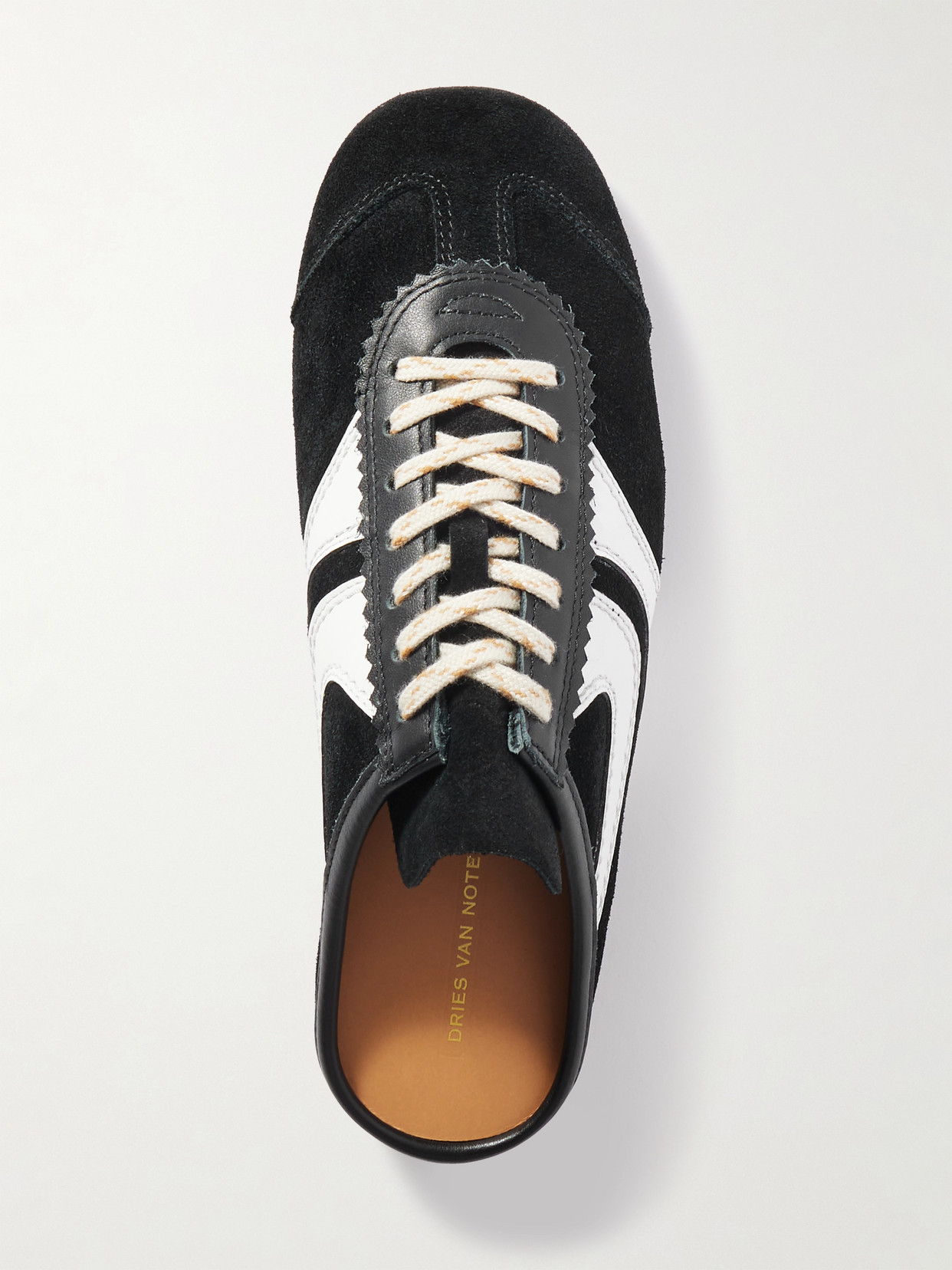Leather-trimmed Suede Slip-on Sneakers - Black