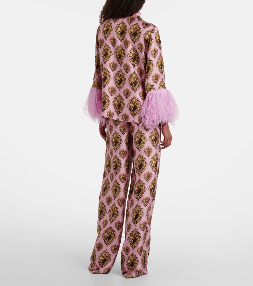 Printed high-rise silk palazzo pants