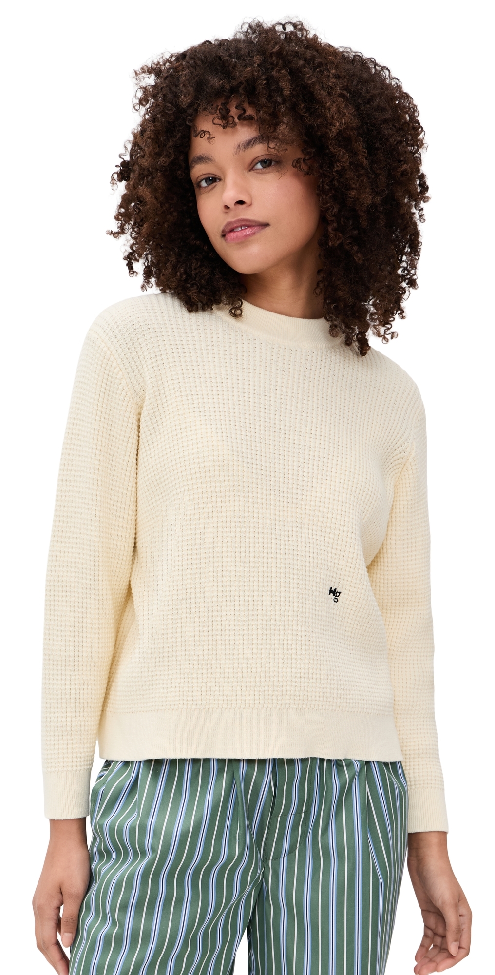Waffle Knit Pullover Cream