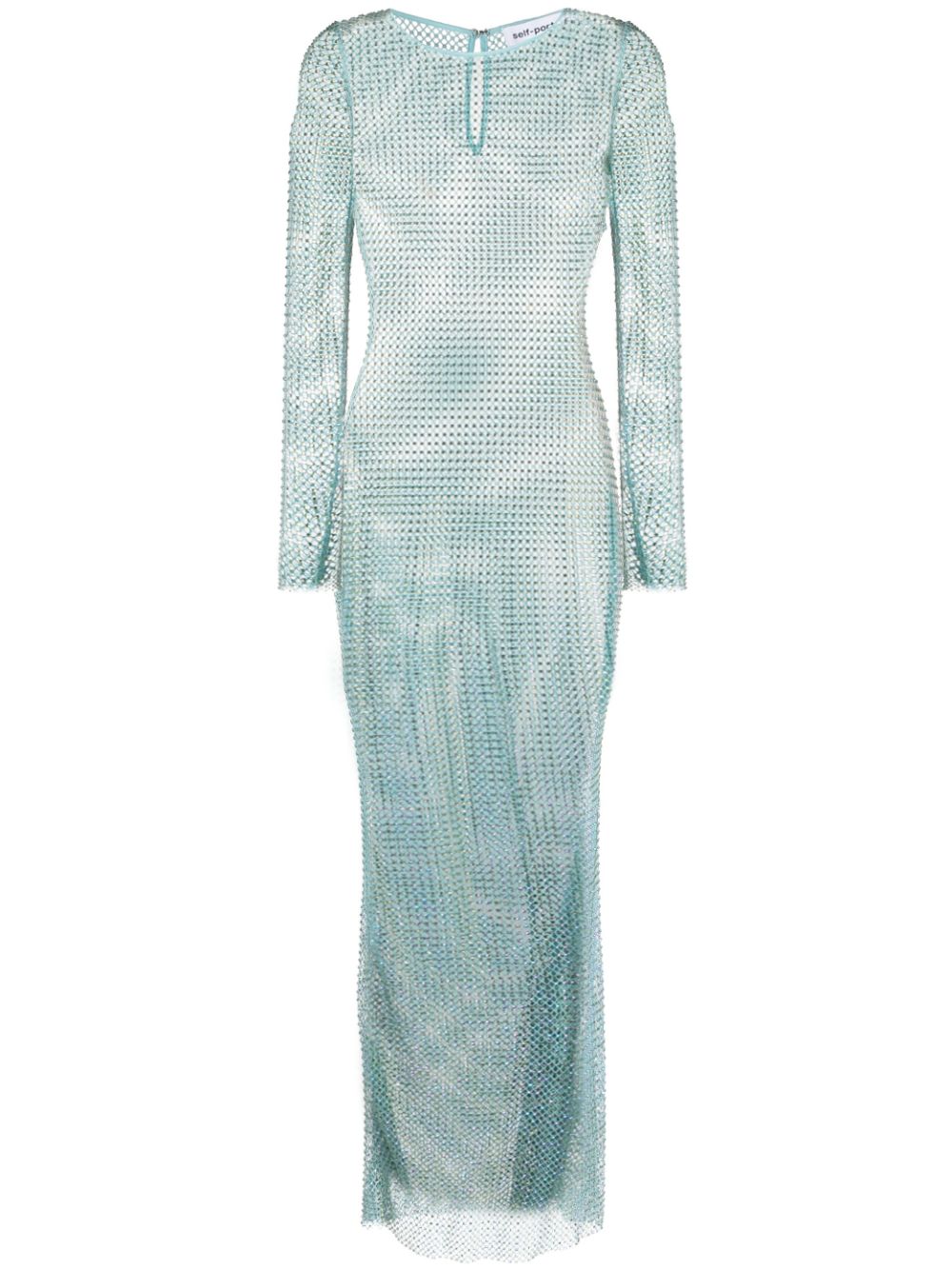 Rhinestone-embellished fishnet dress - Green