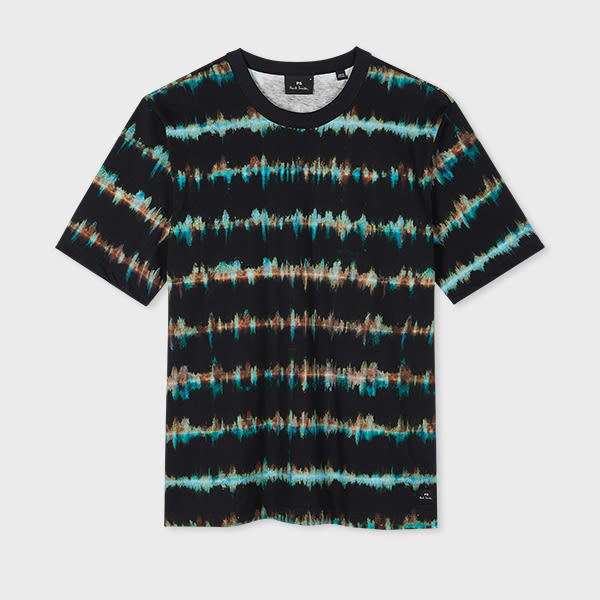 Black Organic Cotton 'Blurred Stripe' T-Shirt