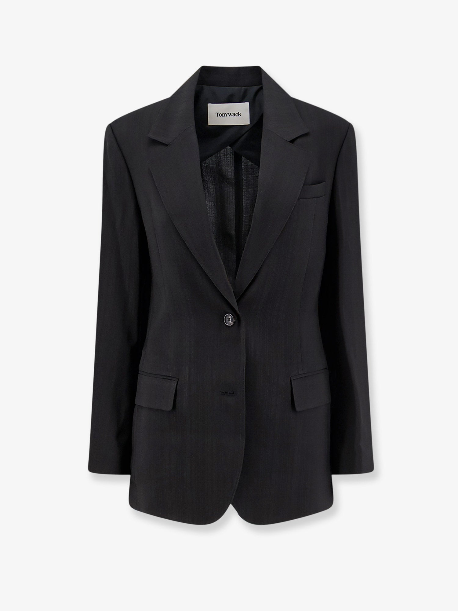 Tailored Rayon Blazer — Black