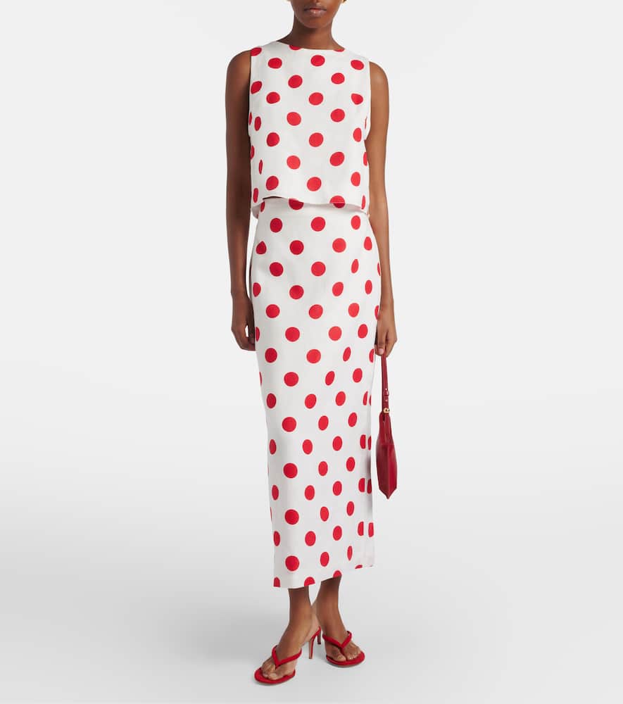 Bruna polka-dot linen maxi skirt