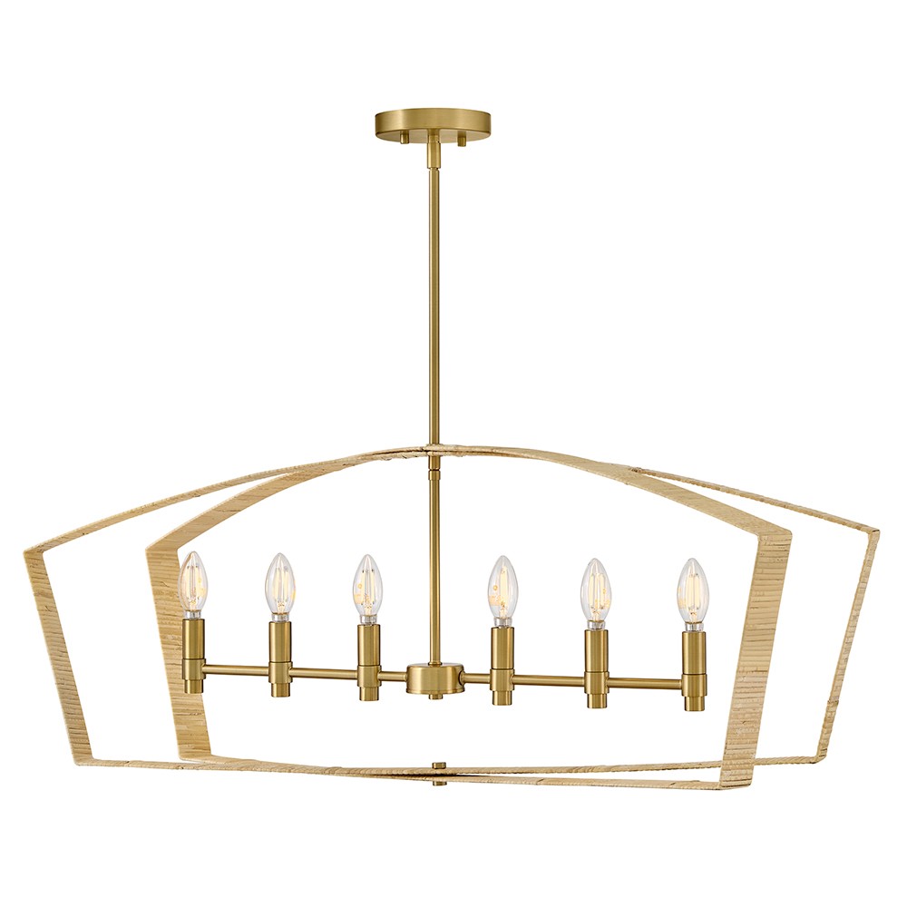 Lacquered Brass LED Linear Chandelier from the Sammi Collection