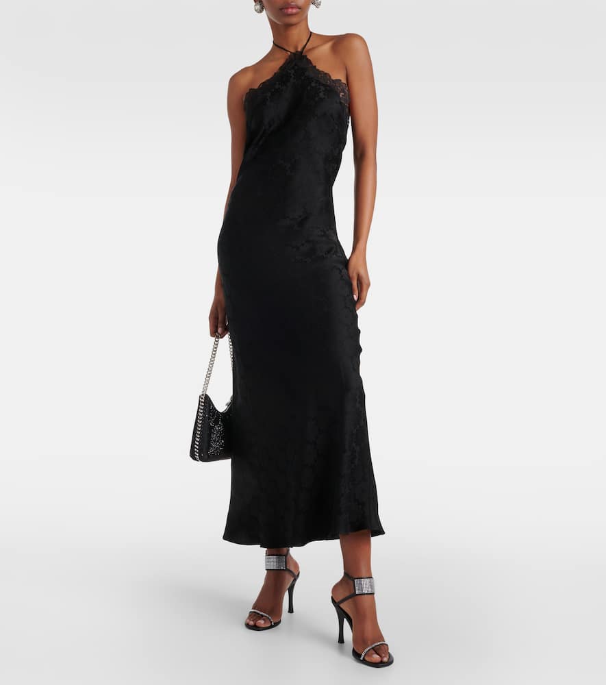 Floral jacquard lace midi dress