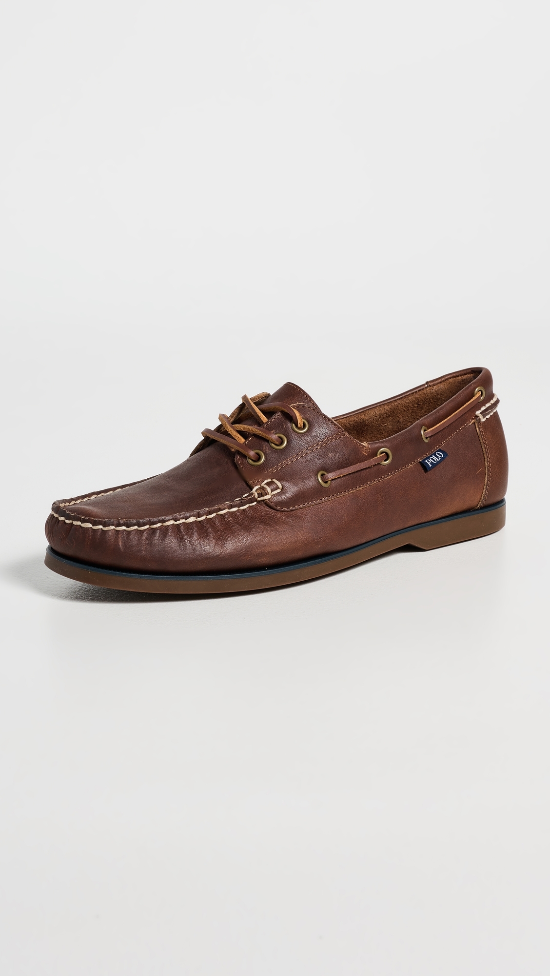 Bienne Tumbled Leather Boat Shoes Tan
