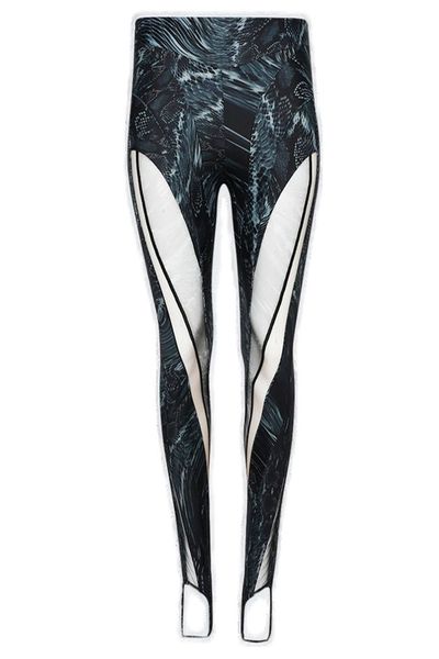 Mugler Printed Sheer Spiral Leggings