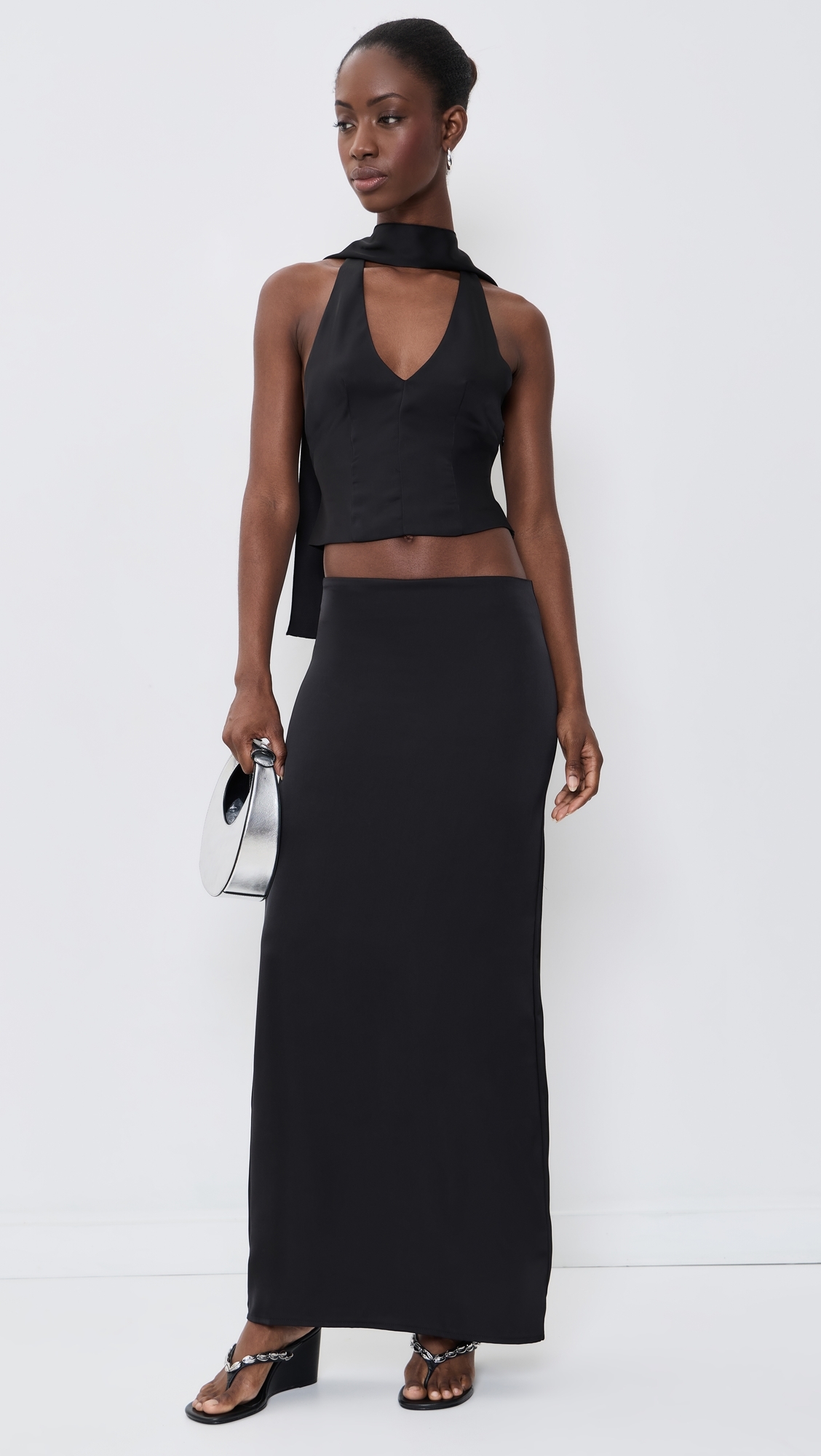 Front Row Halter Top Noir