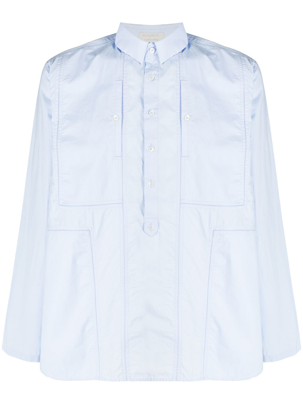 Contrast panel curved hem shirt - Blue