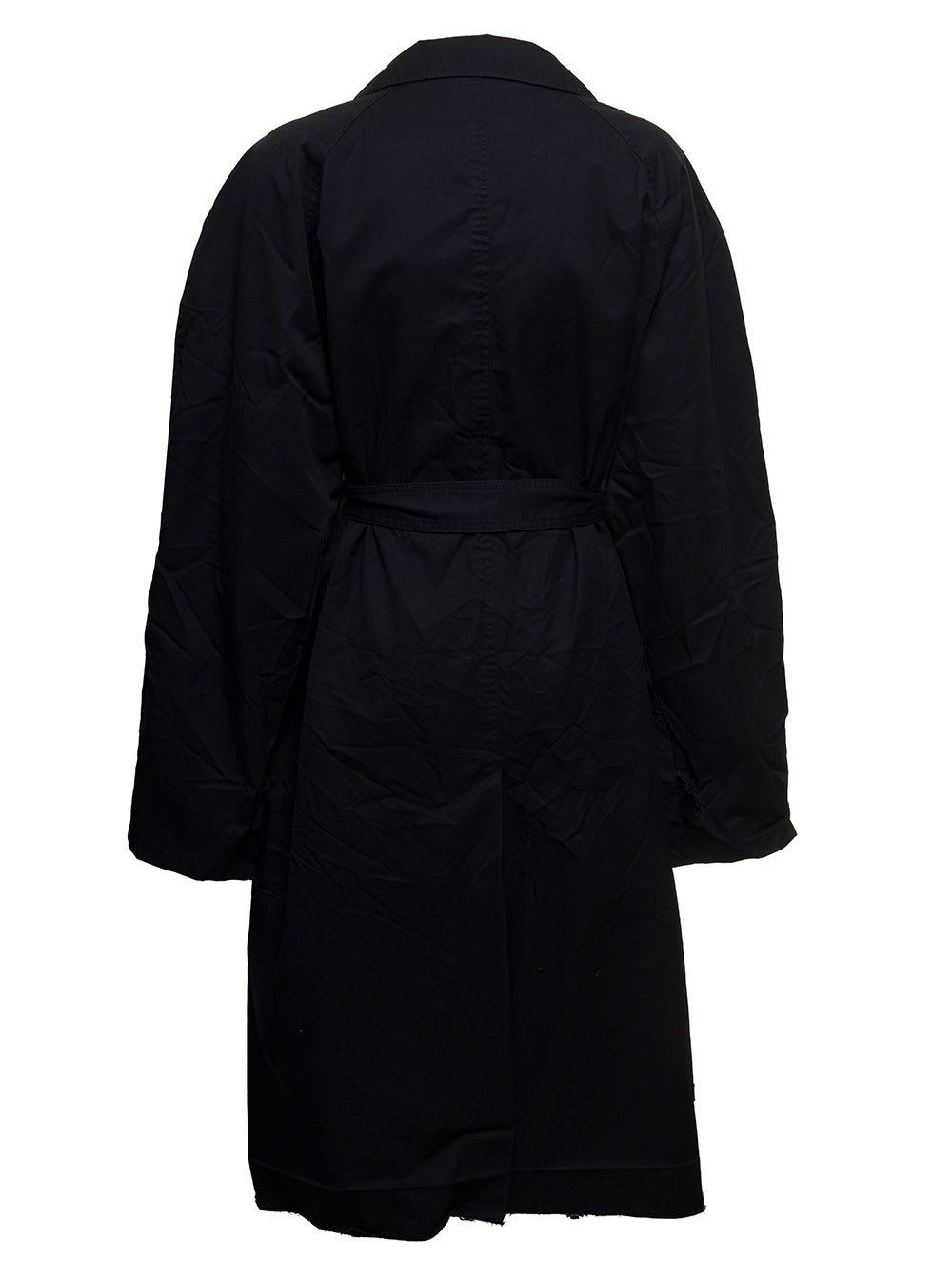 Woman Black Cotton Drill Oversize Overcoat