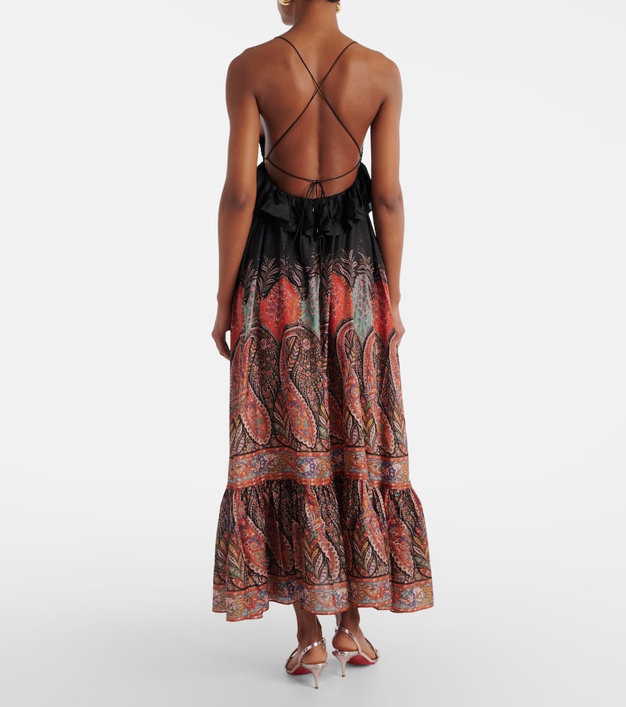 Rhiannon paisley ruffled silk maxi dress