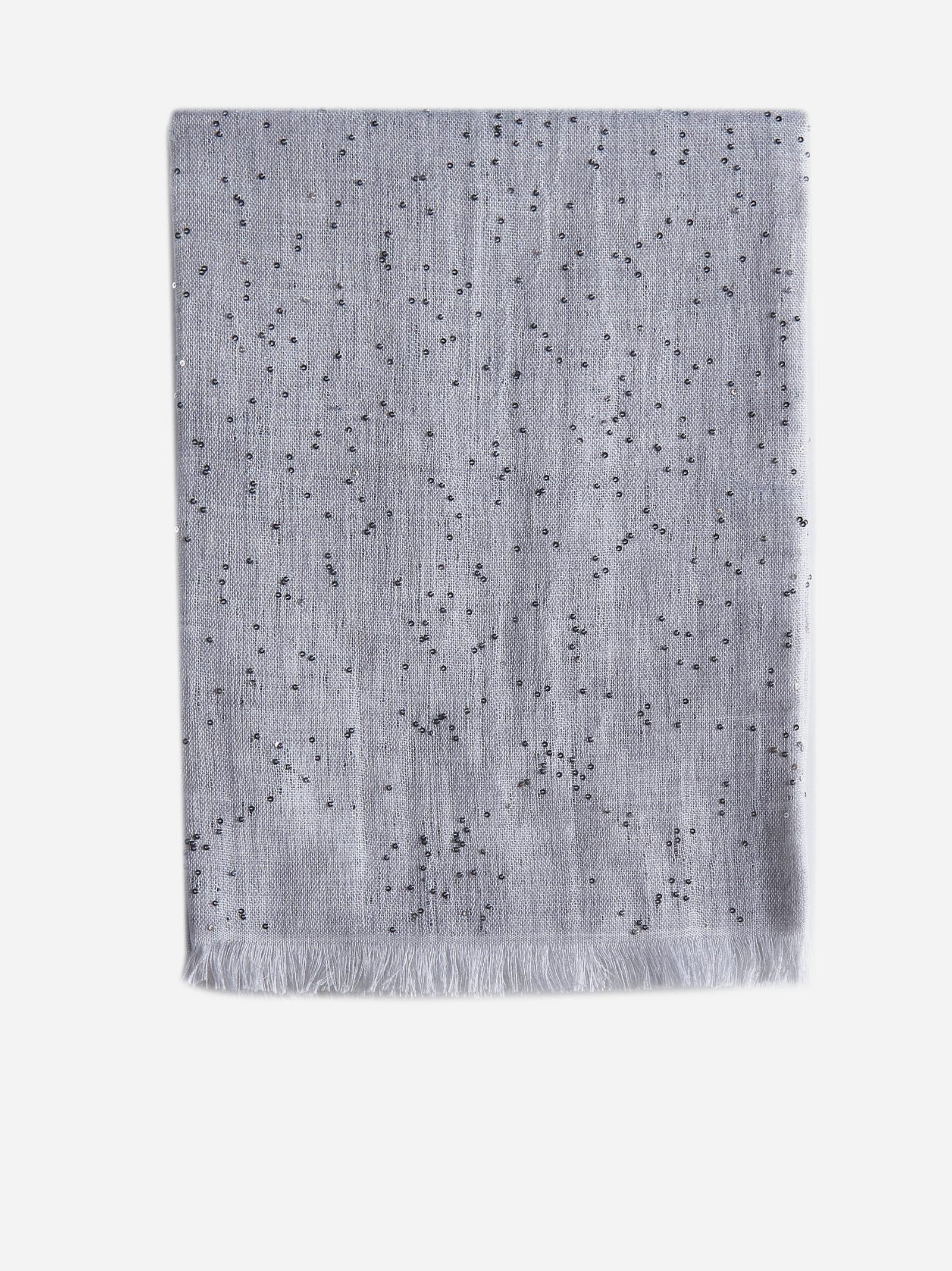 Glitter Embellished Frayed-edge Scarf