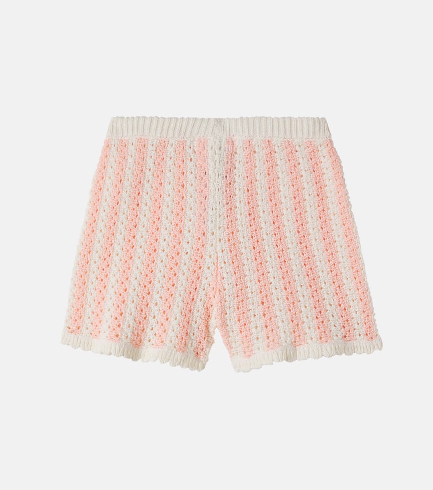 Mekylane crochet striped cotton shorts