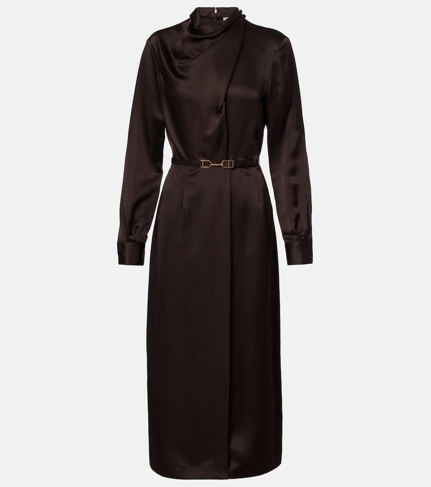 Josef belted silk midi dress