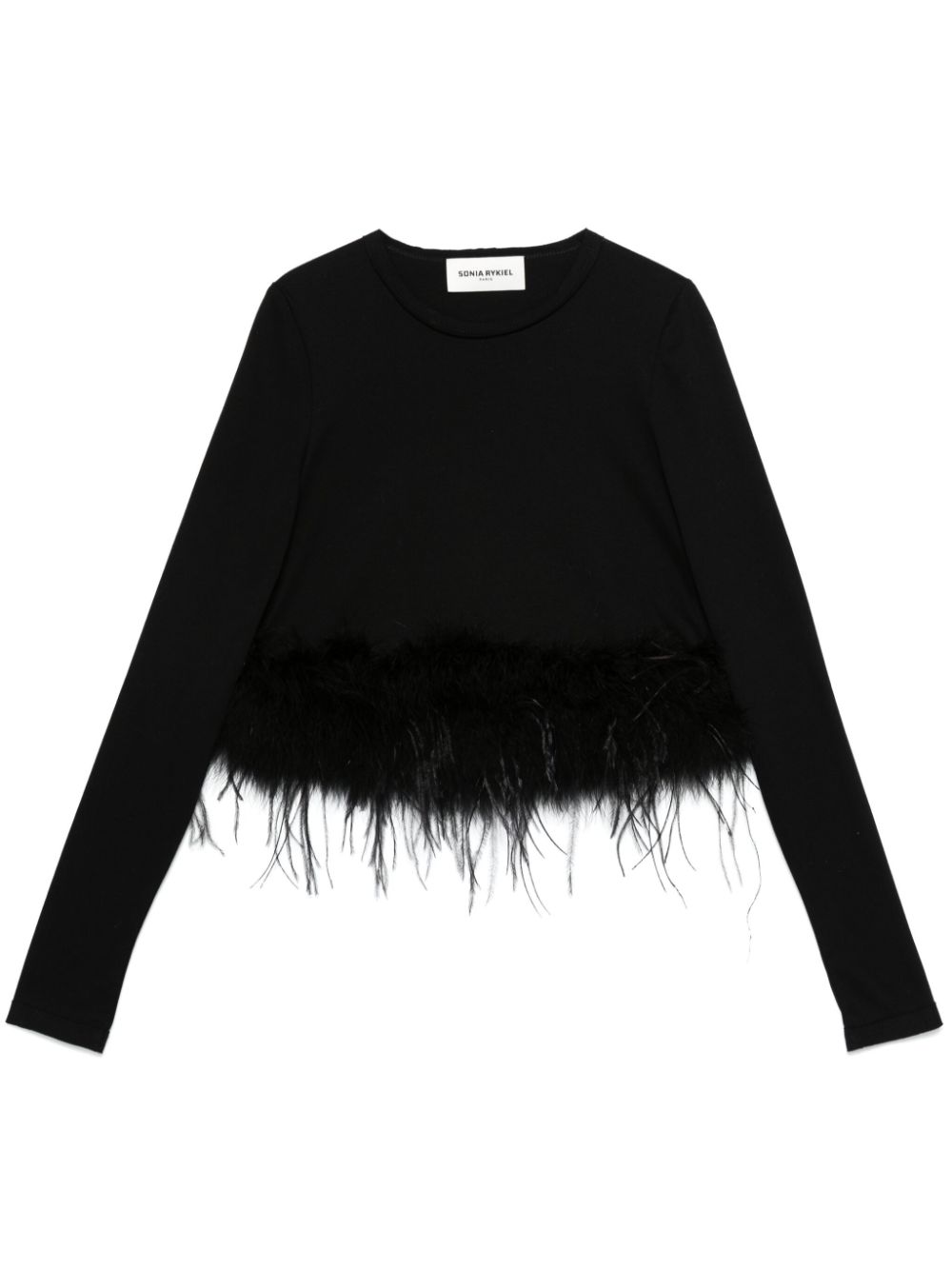 Feather-trim top - Black