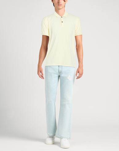 Man Polo shirt Pastel yellow Size 40 Polyamide, Elastane