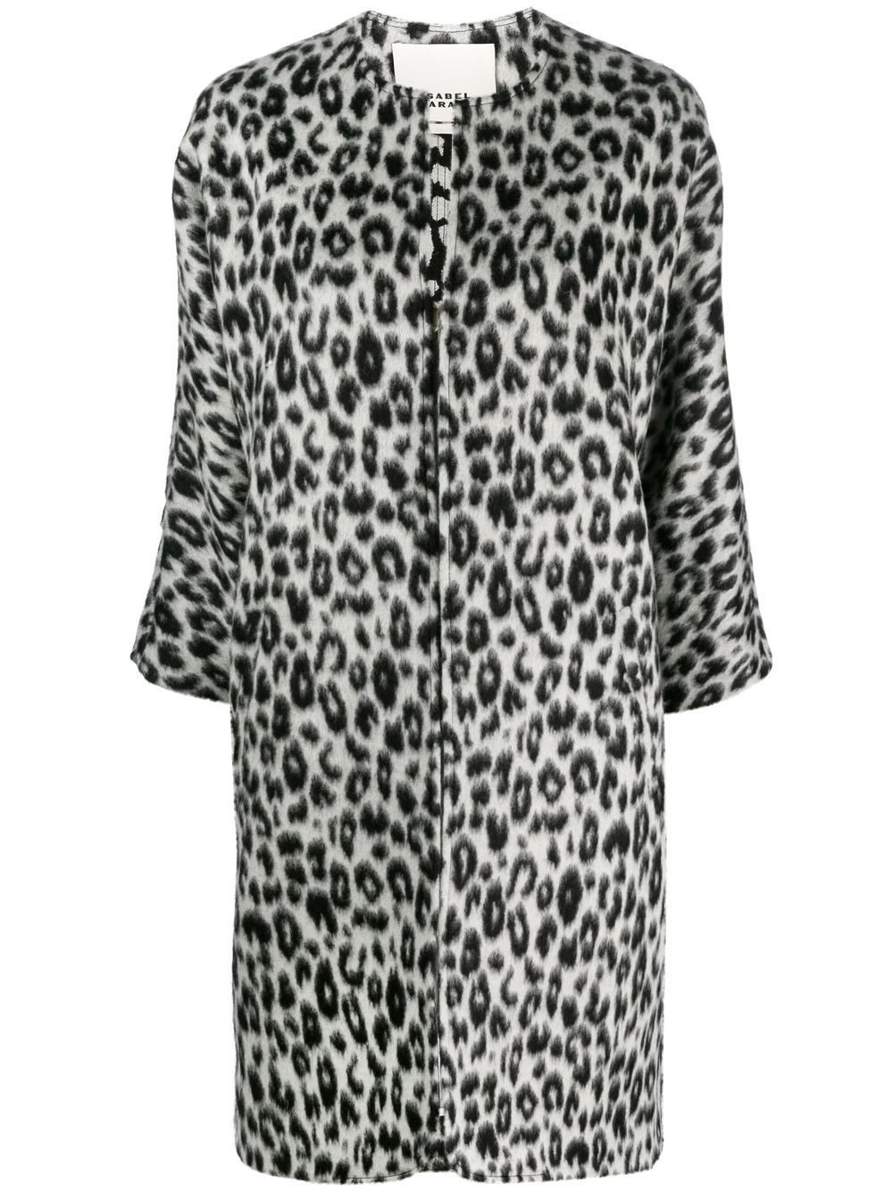 Leopard-print zip-up coat - Black