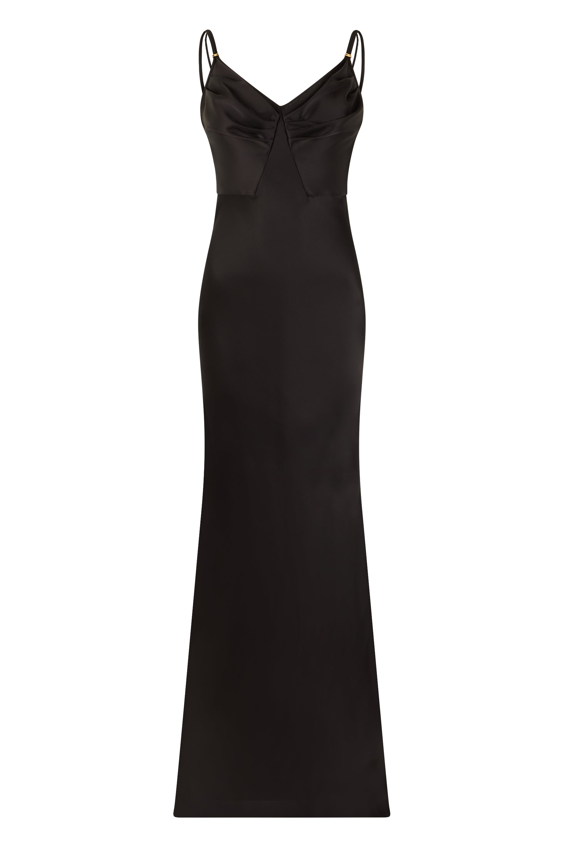 Long V-Neck Fitted Slip Dress with Thin Straps